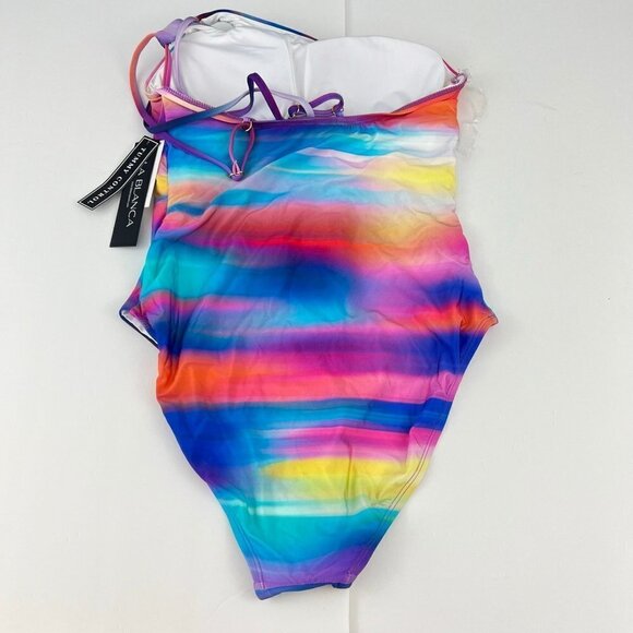 LA Blanca Sunset Shores One-Shoulder Strappy One-Piece Swimsuit Tummy Control Si - Picture 9 of 10